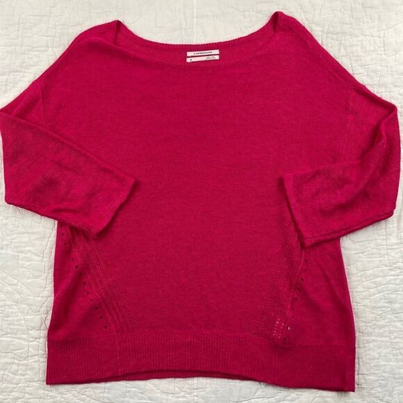 Anthropologie Knit Linen Blend Fuchsia Crewneck Sweater size XS - Picture 1 of 7
